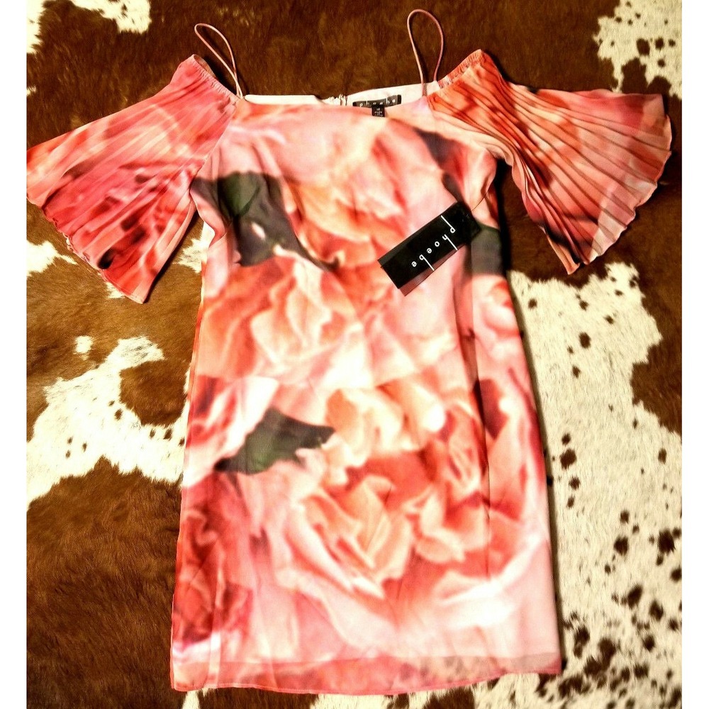 PHOEBE Floral Fit & Flare Dress Pink Peach Red White P111113 Size 10